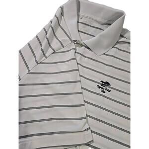 Men’s Adidas Short Sleeve White Striped Shirt Sz L Polyester Cypress Point Club